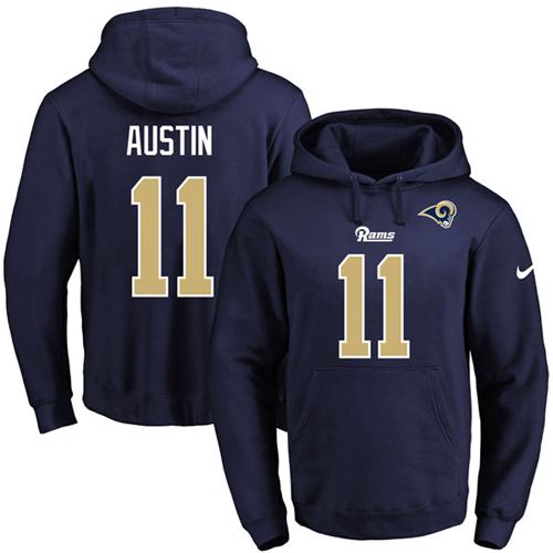 Nike Rams #11 Tavon Austin Navy Blue Name & Number Pullover NFL Hoodie - Click Image to Close
